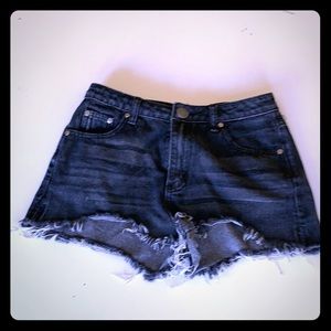 Signature Eight black cut off jean shorts